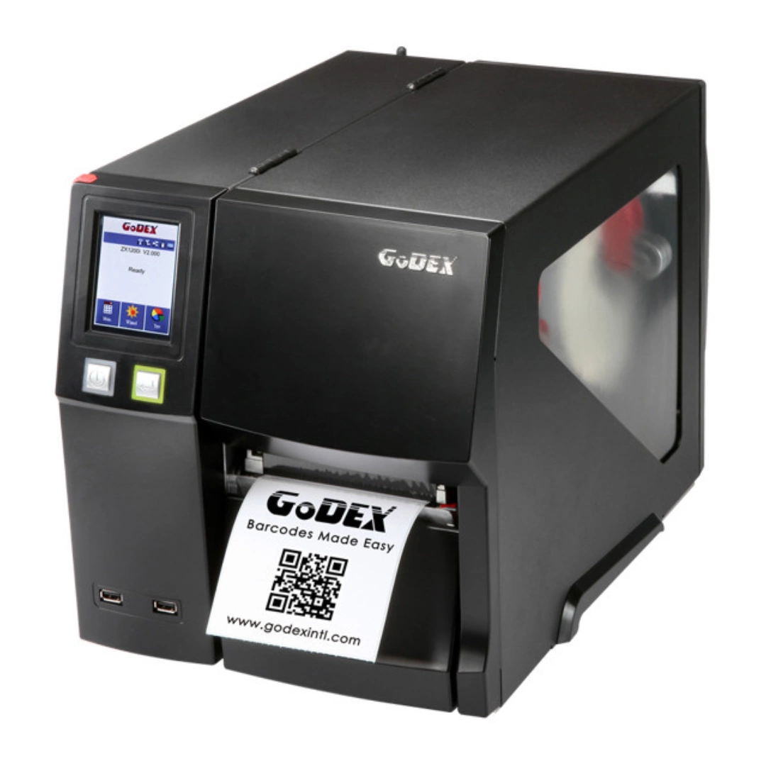 Drukarka etykiet Godex ZX1300i Pro termotransferowa 300 dpi / do 105,7 mm / PC / Mac / USB / USB HOST / Ethernet / RS232 / z nożem rotacyjnym w zestawie