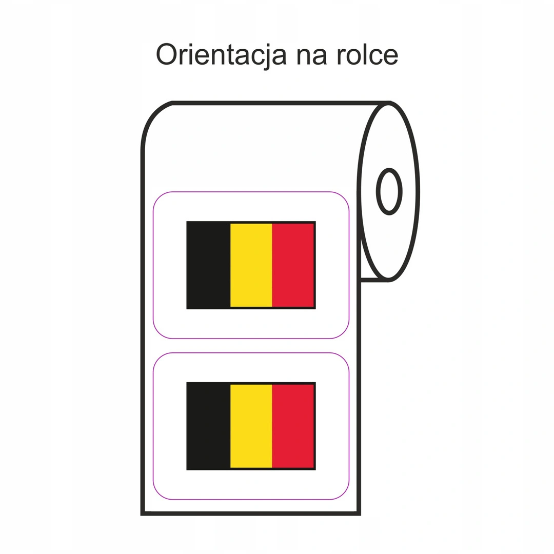Etykiety termotransferowe 1000 szt. z flagą Belgia 20 mm x 15 mm Specmark / gilza fi 40 mm