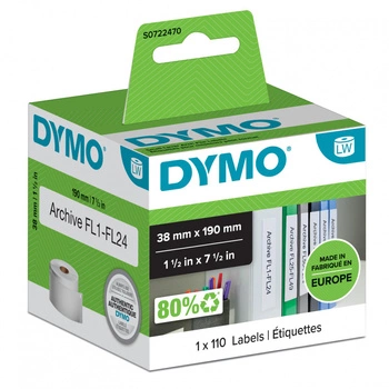 OUTLET Oryginalne etykiety DYMO LW 99018 S0722470 38mm x 190mm białe/czarny nadruk